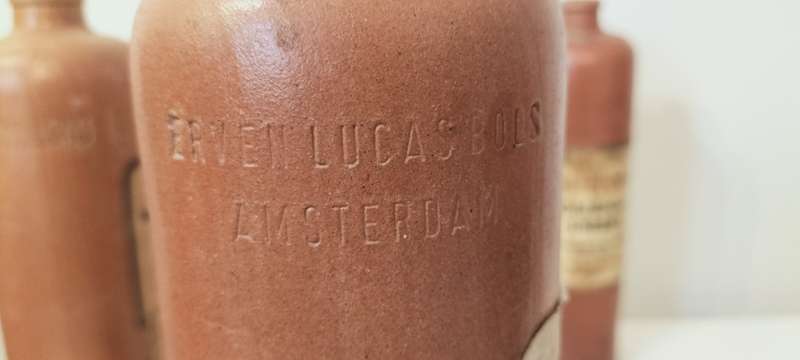 Magnificent and Rare Trio of Erven Lucas Bols 1875 Bottles with Original Labels (Nr1)