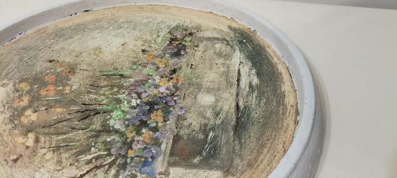 A Magnificent Huge Hand Painted Impressionist Style Cement Wall Hanging. (nr3)