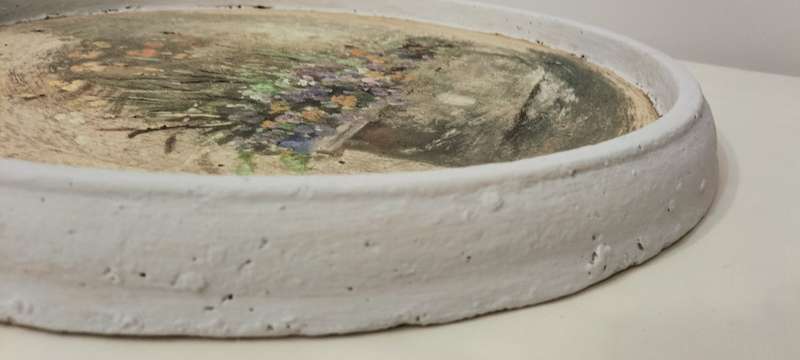 A Magnificent Huge Hand Painted Impressionist Style Cement Wall Hanging. (nr3)