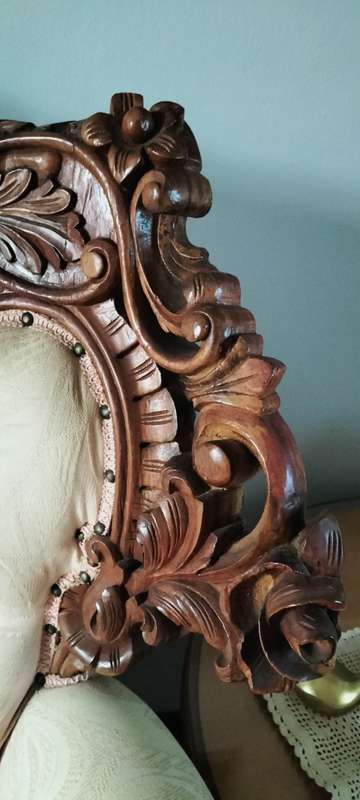 Magnificent French Baroque Style Ornately Hand Carved Solid Rose Wood Lounge Set - COLLECTION ONLY