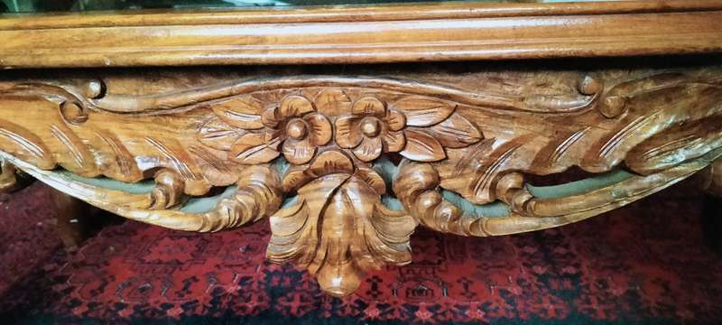 Magnificent French Baroque Style Ornately Hand Carved Solid Rose Wood Lounge Set - COLLECTION ONLY