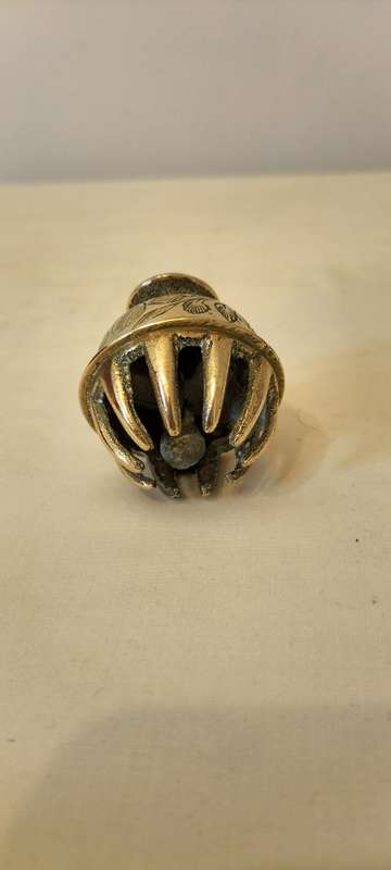 A Stunning Antique Circa 1920 Brass Elephant Claw Hindu Bell