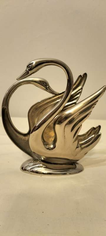 Superb Vintage Art Deco Chromed Double Swan Napkin/letter holder