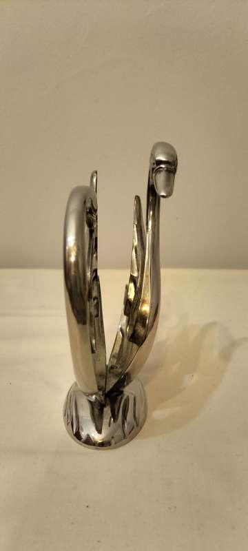Superb Vintage Art Deco Chromed Double Swan Napkin/letter holder