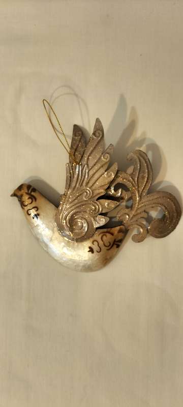 A Superb Delicate Painted Tin Dove Wall/Tree Decoration
