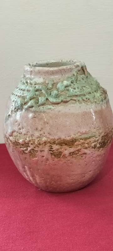 An Absolutely Magnificent Extremely rare Mid Century Lava Glaze Raaquu Small Vase