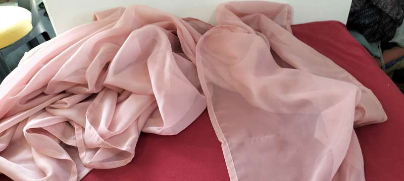 Pink Voile Window Draping