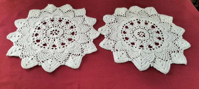 A Magnificent Pair Crochet Round Doily/Table Covers. (Nr16)
