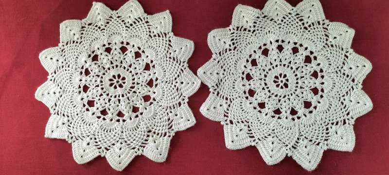 A Magnificent Pair Crochet Round Doily/Table Covers. (Nr16)