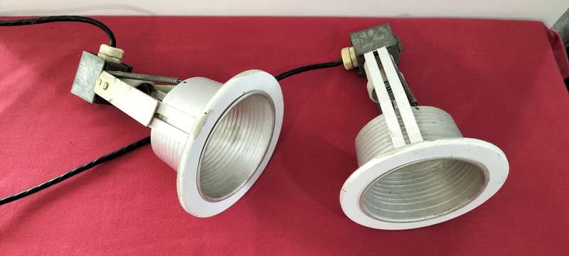 A Pair of Stunning Vintage Working Industrial Pendant Lights (READ DESCRIPTION)