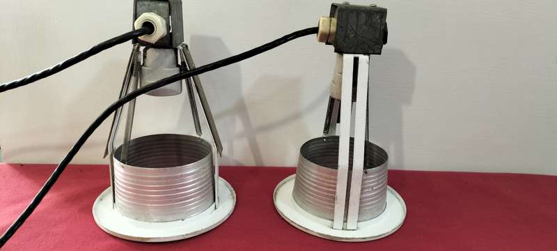 A Pair of Stunning Vintage Working Industrial Pendant Lights (READ DESCRIPTION)