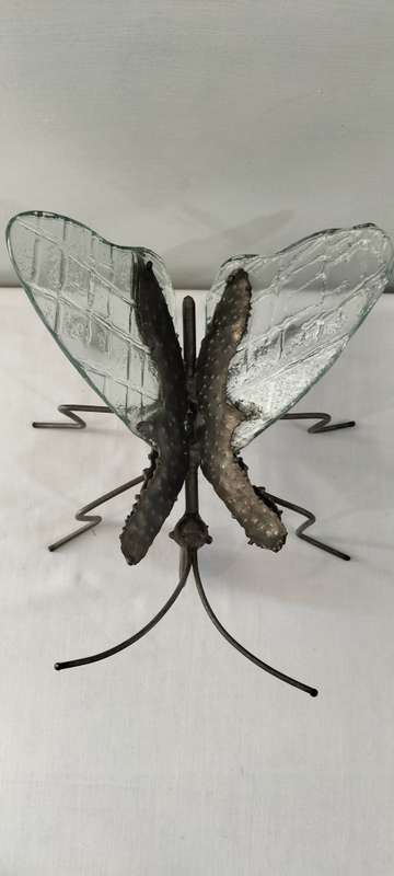 A Magnificent Well Made Large Metal and Glass Butterfly