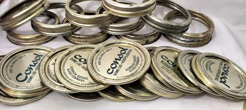 A Collection 30 Spare Consol Preserve Jars Domes and 10 Screw Rings