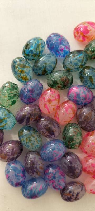 50 Pieces Glass Translucent with Pattern Beads. 10mm x 7mm. B2