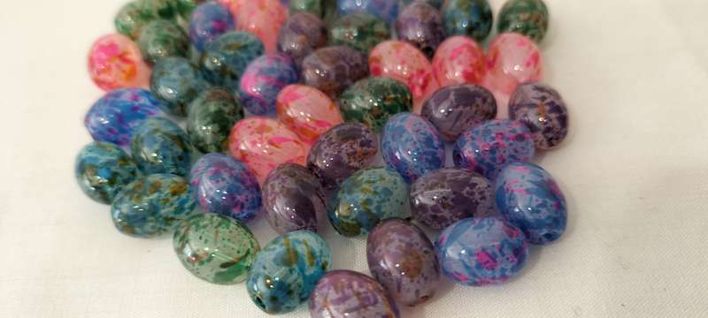50 Pieces Glass Translucent with Pattern Beads. 10mm x 7mm. B2