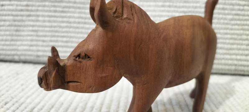 A Magnificent Well Preserved Wood Carved Warthog