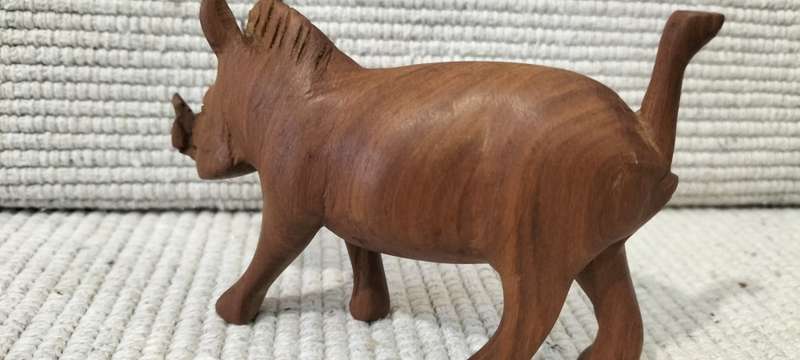A Magnificent Well Preserved Wood Carved Warthog