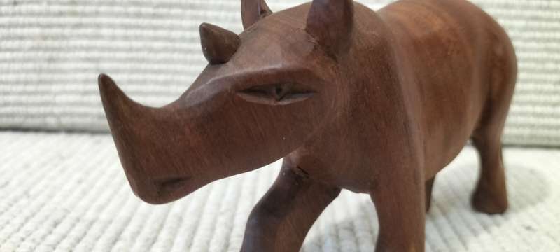 A Magnificent Well Preserved Wood Carved Rhinoceros (nr1)
