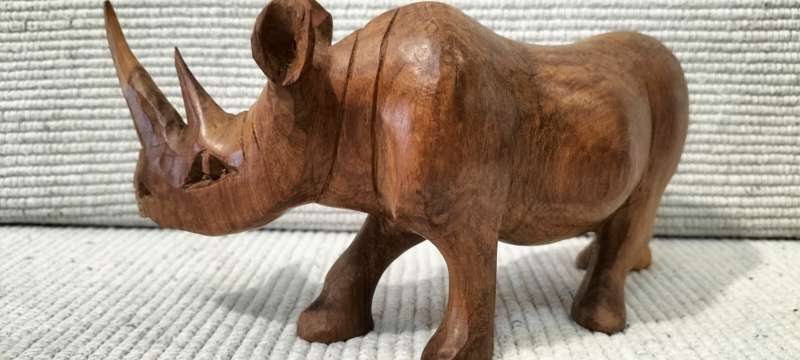A Magnificent Well Preserved Wood Carved Rhinoceros (nr2)