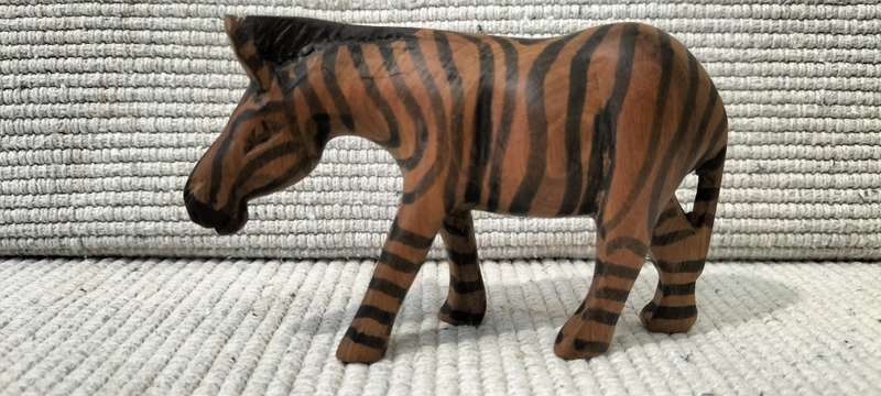 A Magnificent Well Preserved Wood Carved Zebra.