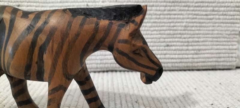 A Magnificent Well Preserved Wood Carved Zebra.