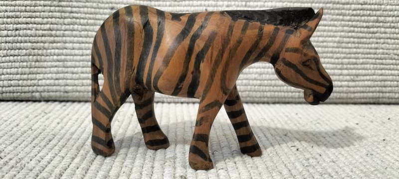 A Magnificent Well Preserved Wood Carved Zebra.