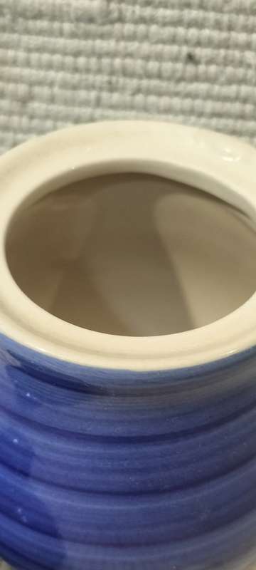A Quality Blue Glazed Ceramic Lidded Salt Jar