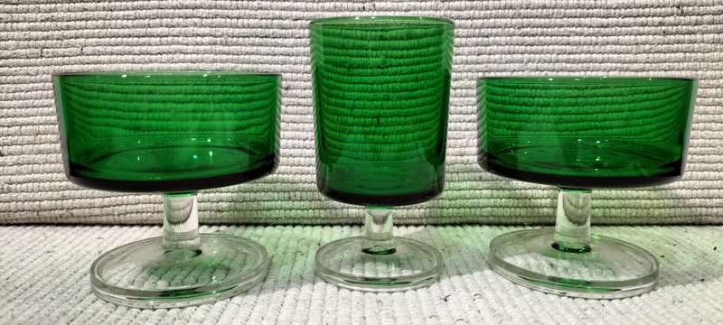 Magnificent Rare 3 Piece Cavalier Circa 1970 Crystal D'Arques/Luminarc Emerald Green Glasses