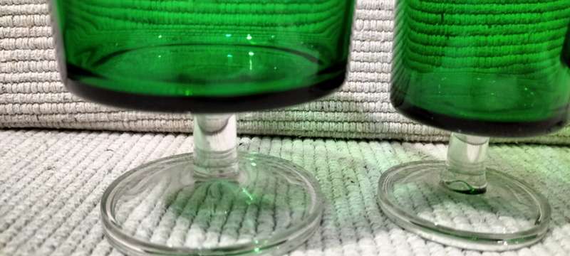 Magnificent Rare 3 Piece Cavalier Circa 1970 Crystal D'Arques/Luminarc Emerald Green Glasses