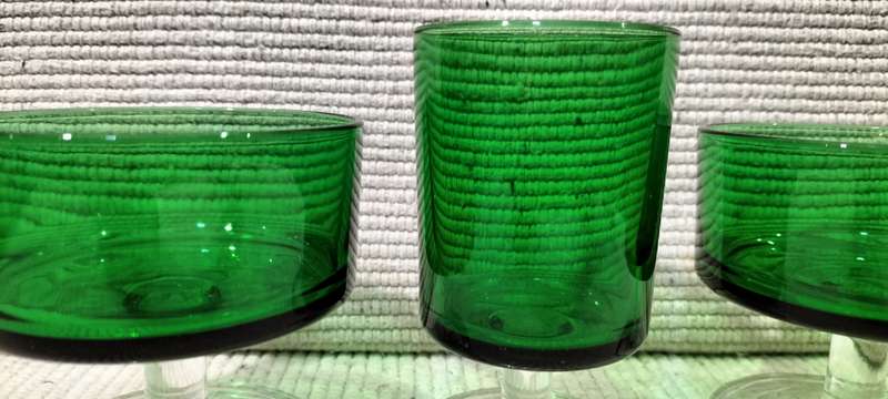 Magnificent Rare 3 Piece Cavalier Circa 1970 Crystal D'Arques/Luminarc Emerald Green Glasses
