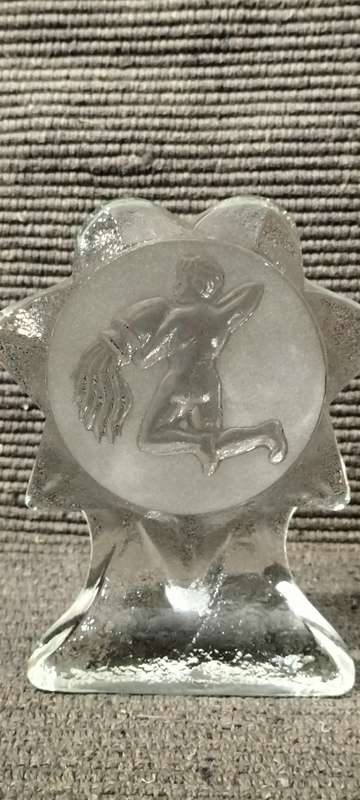 A Magnificent Mid Century Nybro Swedish Crystal Aquarius 523grams Translucent Paper Weight