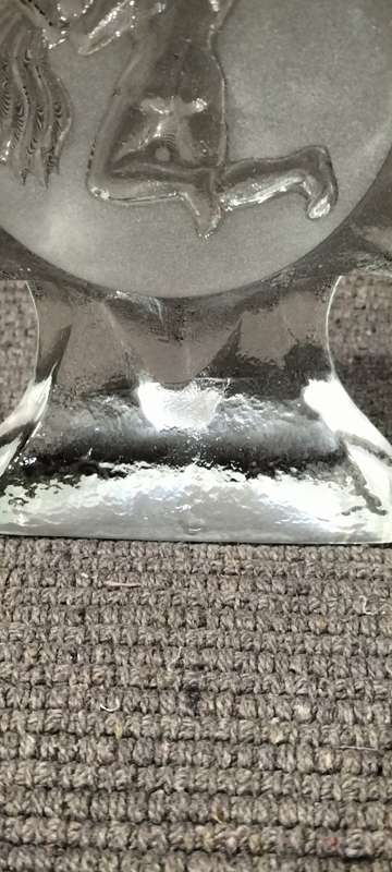 A Magnificent Mid Century Nybro Swedish Crystal Aquarius 523grams Translucent Paper Weight