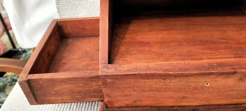 A Magnificent 2 Compartment Footed And Hinged With Drawer Solid Wood Box - 2.3kg