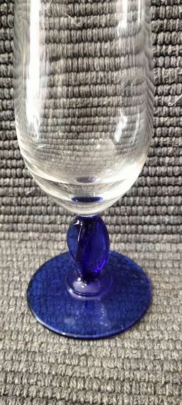 Stunning Blue and Clear Delicate Glass Bud Vase