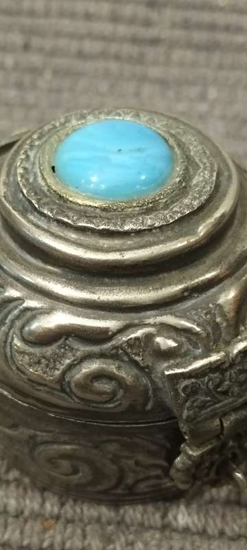 Magnificent Vintage Lidded Pewter Trinket/Pill Holder