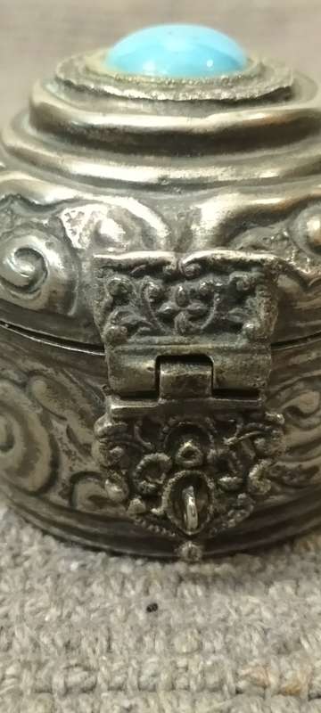 Magnificent Vintage Lidded Pewter Trinket/Pill Holder