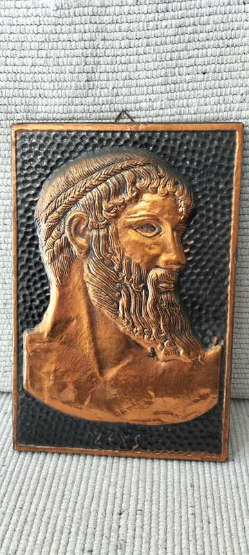 A Magnificent Hammered Copper Wall Hanging of Zeus