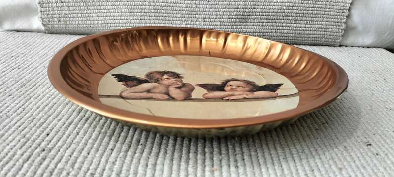 A Unique Tin Plate with the Cherubs from Raphael's Sistine Madonna