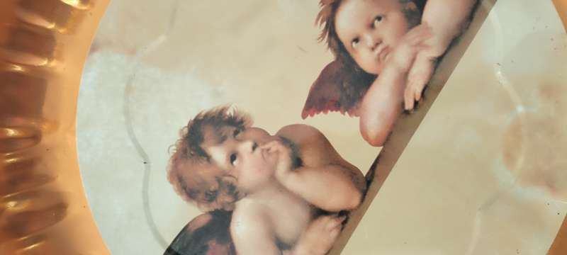A Unique Tin Plate with the Cherubs from Raphael's Sistine Madonna