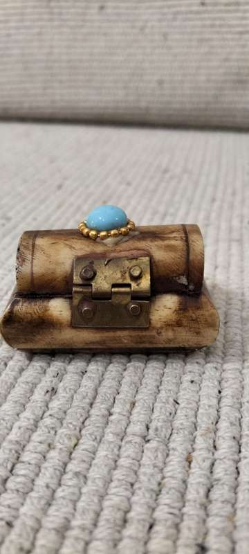 Magnificent Vintage Bone Carved with Brass Pill Box