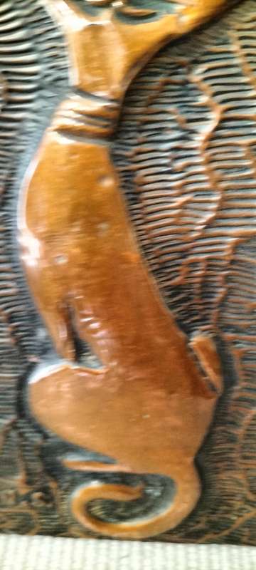 A Magnificent S Martin Hammered Copper Cat Plaque