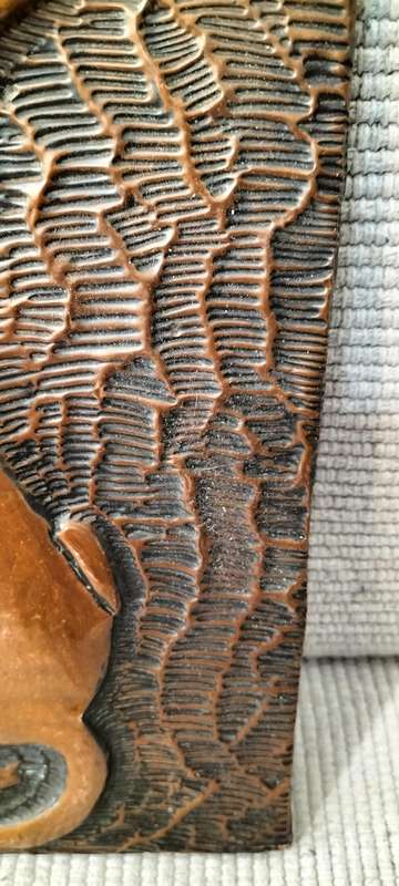 A Magnificent S Martin Hammered Copper Cat Plaque
