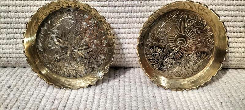 A Set of 2 Beautiful Small Copper Plates/Flat Bowls