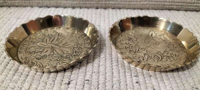 A Set of 2 Beautiful Small Copper Plates/Flat Bowls