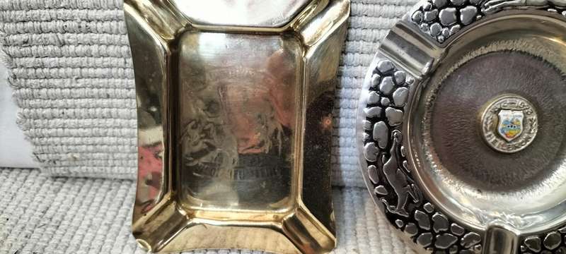 A Collection of Three Africana Vintage Ashtrays Including a Rare Circa 1940 Middle Age Relief Scene