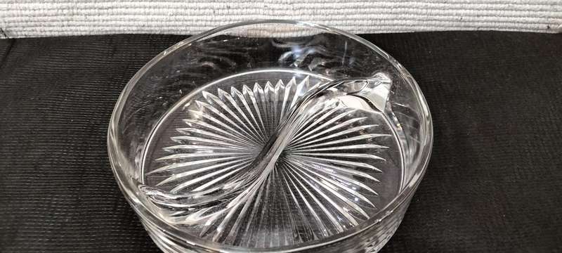 A Superb 2 Division Glass Chocolate/mint Dish