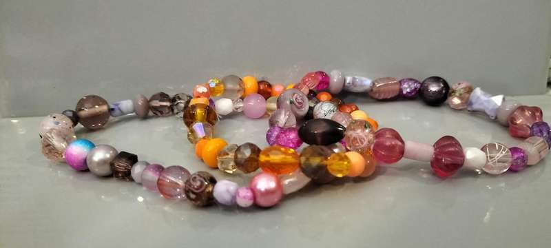 Set of 3 Crystal/Glass/Glass Pearl Bead Stretch Bracelets Set BR9