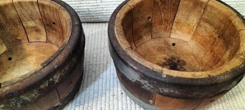 2 x Small Antique Magnificent Circa Late 1800 early 1900 Wood Cheese Press/Molds (Nr2)