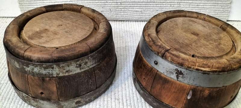 2 x Small Antique Magnificent Circa Late 1800 early 1900 Wood Cheese Press/Molds (Nr2)