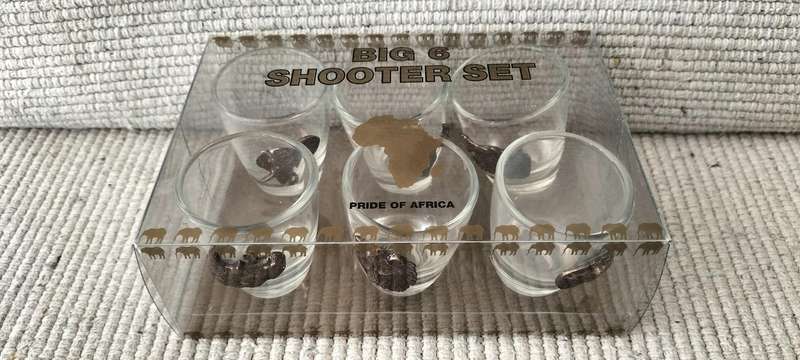 Sealed Big Six Glass and Metal Shooter Glasses